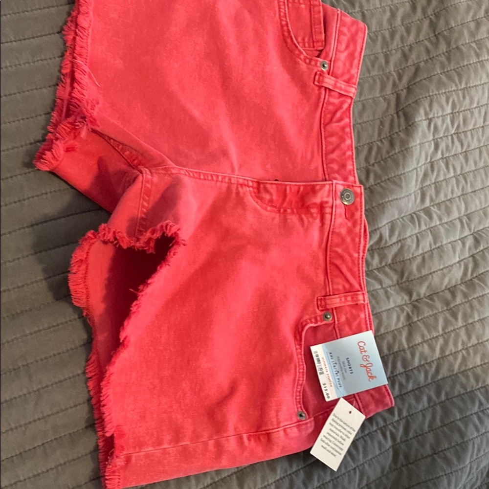 Women's red Frayed Shorts